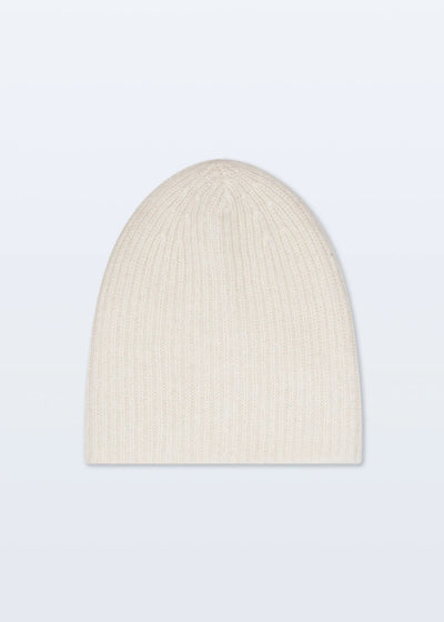 White + Warren Cashmere Plush Rib Beanie Soft White