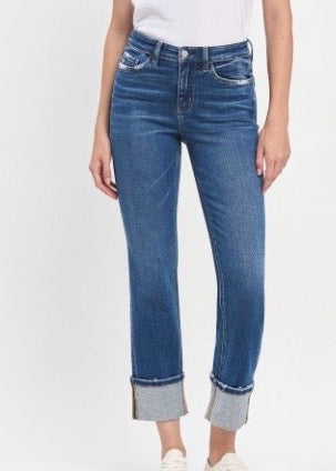 The Pink Door Slim Straight Cuff Denim