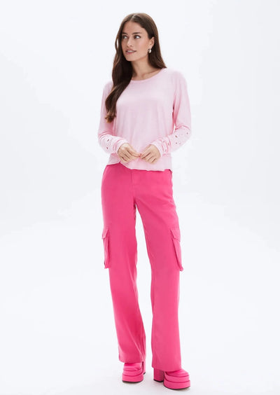 CHRLDR Eyelet Hearts Mock Layer L/S Top - Blush