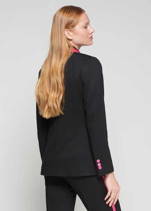 Vilagallo Tana Pink Velvet Trim Blazer Black