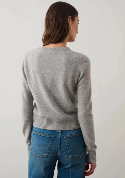 White + Warren Cashmere Shrunken Crewneck Sweater - Grey