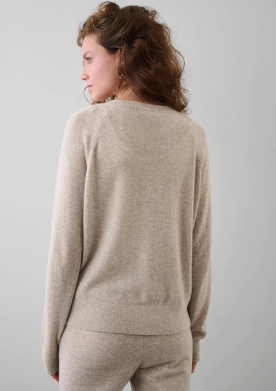 White + Warren Cashmere Rib Trim Sweatshirt - Sand