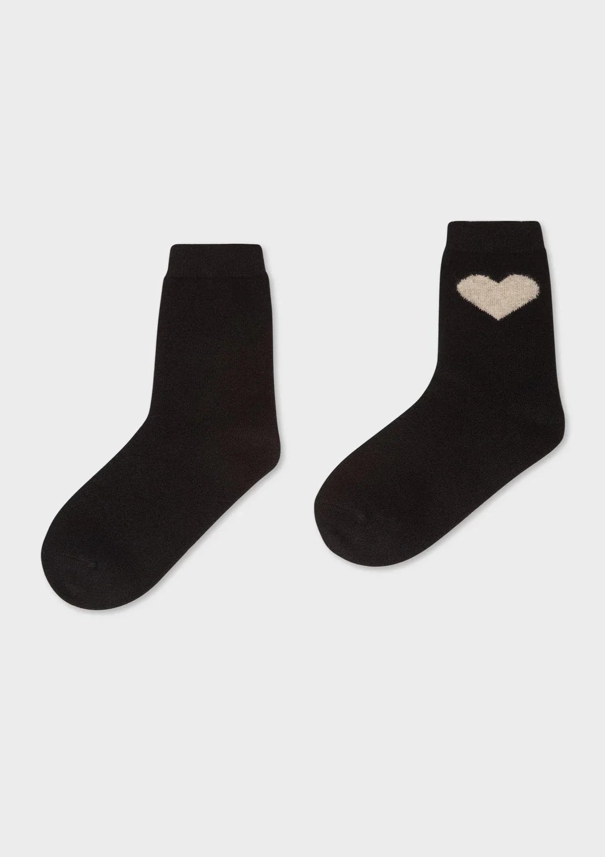 White + Warren Cashmere Heart Sock - Black/Sand