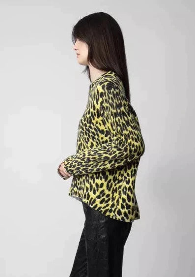 Zadig Voltaire Markus Leopard Print Cashmere Sweater Yellow Shop The Pink Door