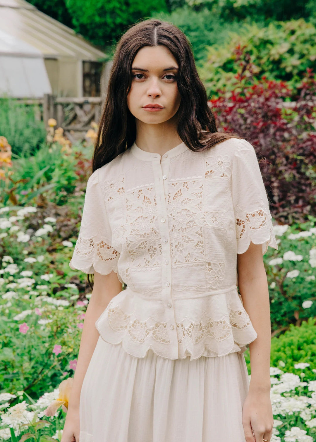 andmary Alison frill tops pink