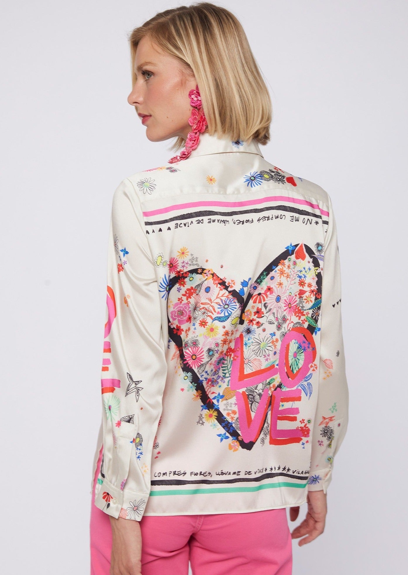 Vilagallo Irina “Love” Graffiti Blouse - Champagne