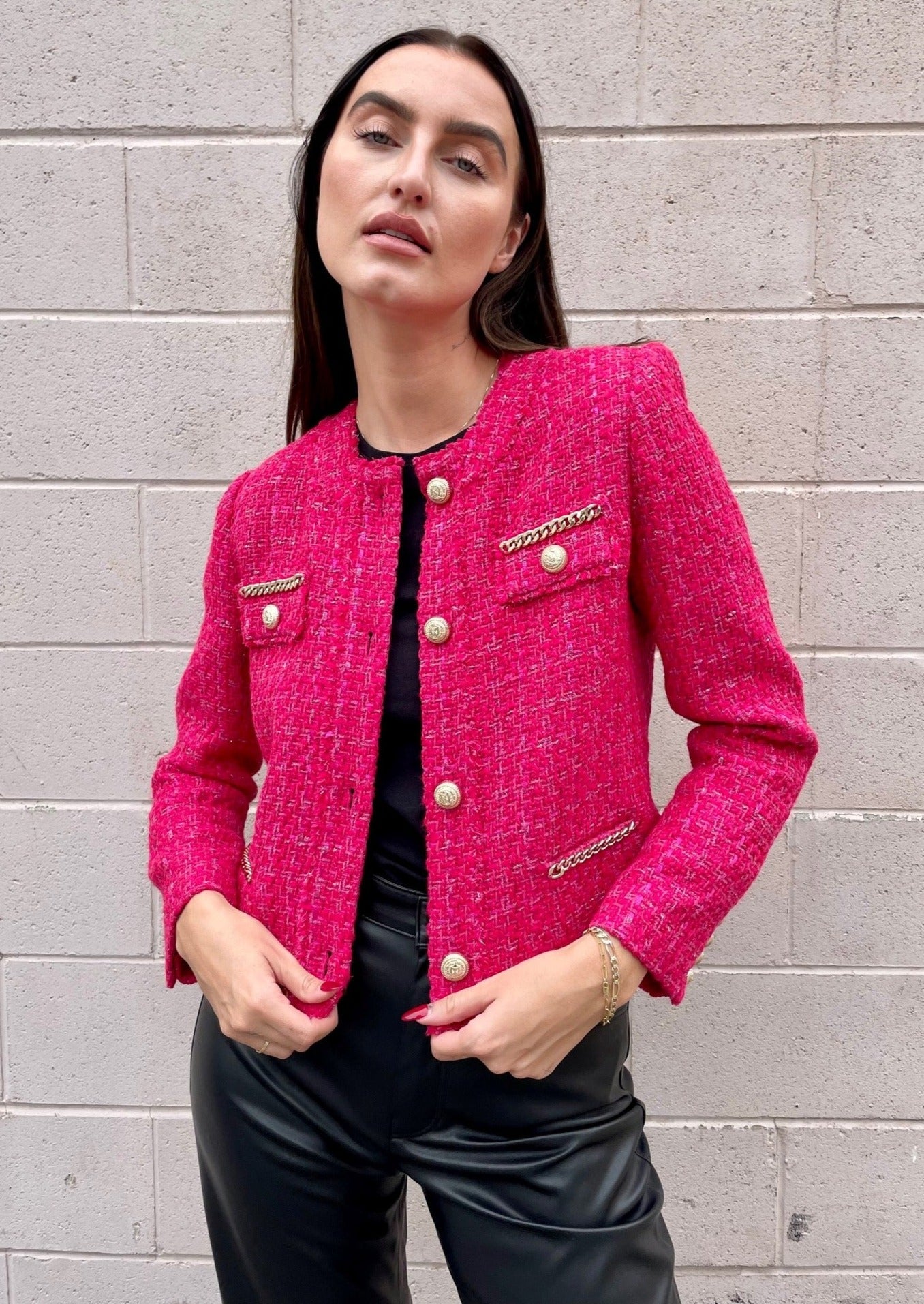 Generation Love Kristen Tweed Blazer - Hot Pink