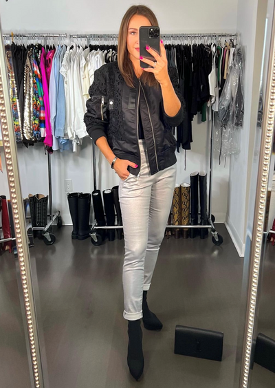 Bevy Flog Tie Front Silver Pants