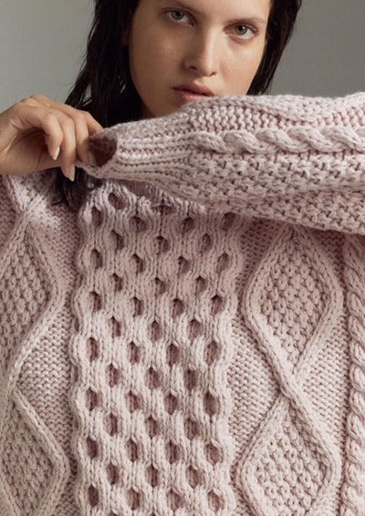 First Born Knits Honey Wool Sweater - Pastel Pink