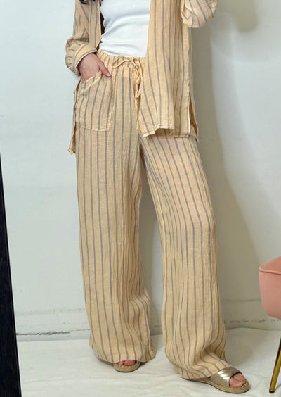 Stark X Linen Striped Pocket Pant - Beige/Blue