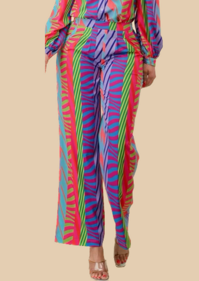The Pink Door Abstract Print Trousers - Multicolour