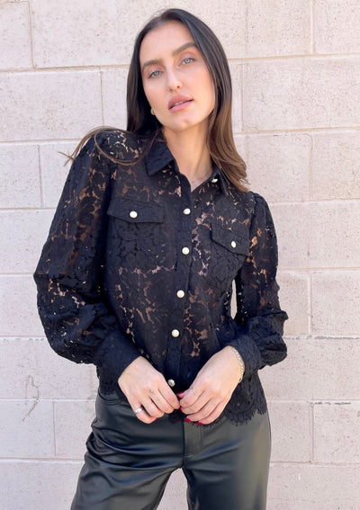 Generation Love Loretta L/S Lace Shirt - Black
