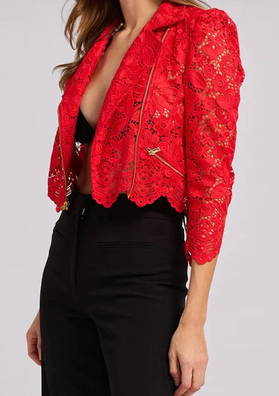 Generation Love Malibu Guipure Lace Jacket - Red