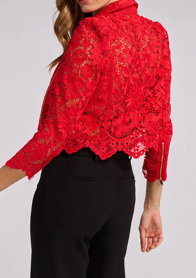 Generation Love Malibu Guipure Lace Jacket - Red
