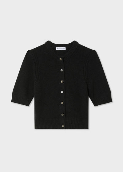 White + Warren 100% Cashmere Elbow Sleeve Black Cardigan