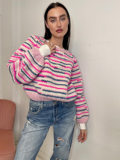GOGO No Waste Wool Pullover - Strawberry Pink/Multicolour