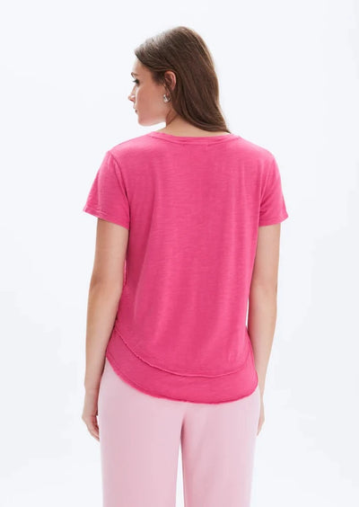 CHRLDR Ava V-Neck Mock Layer T-shirt - Strawberry Pink