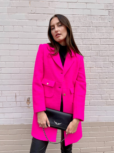 Vilagallo Lucia Wool Coat - Hot Pink