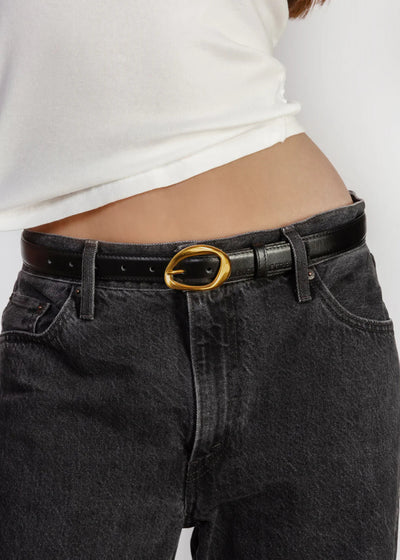 Black Suede Studio Iconic Belt Gold
