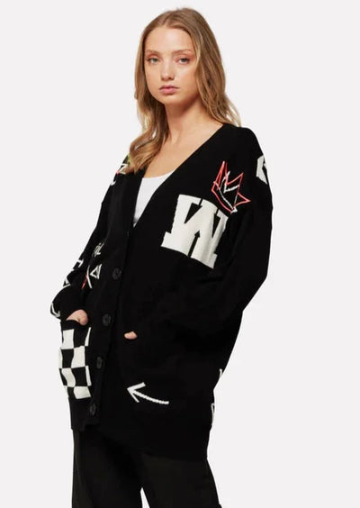 WISPR Graffiti Boyfriend Cardigan - Black