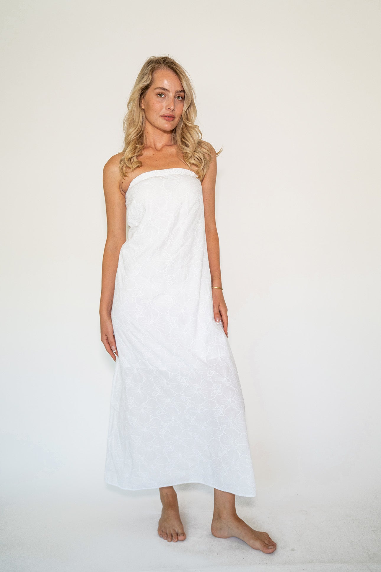 Stark Poplin Embroidery Dress White