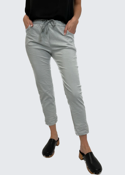 The Pink Door Plain Drawstring Pants - Grey