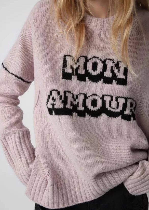 Zadig & Voltaire Malta “Mon Amour” Knit Wool Sweater - Primrose