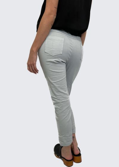 The Pink Door Plain Drawstring Pants - Grey