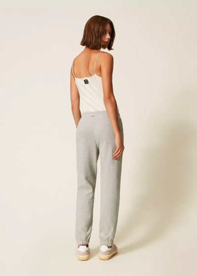 Twinset Plush Trousers w/ Rhinestones & Pearls Grey
