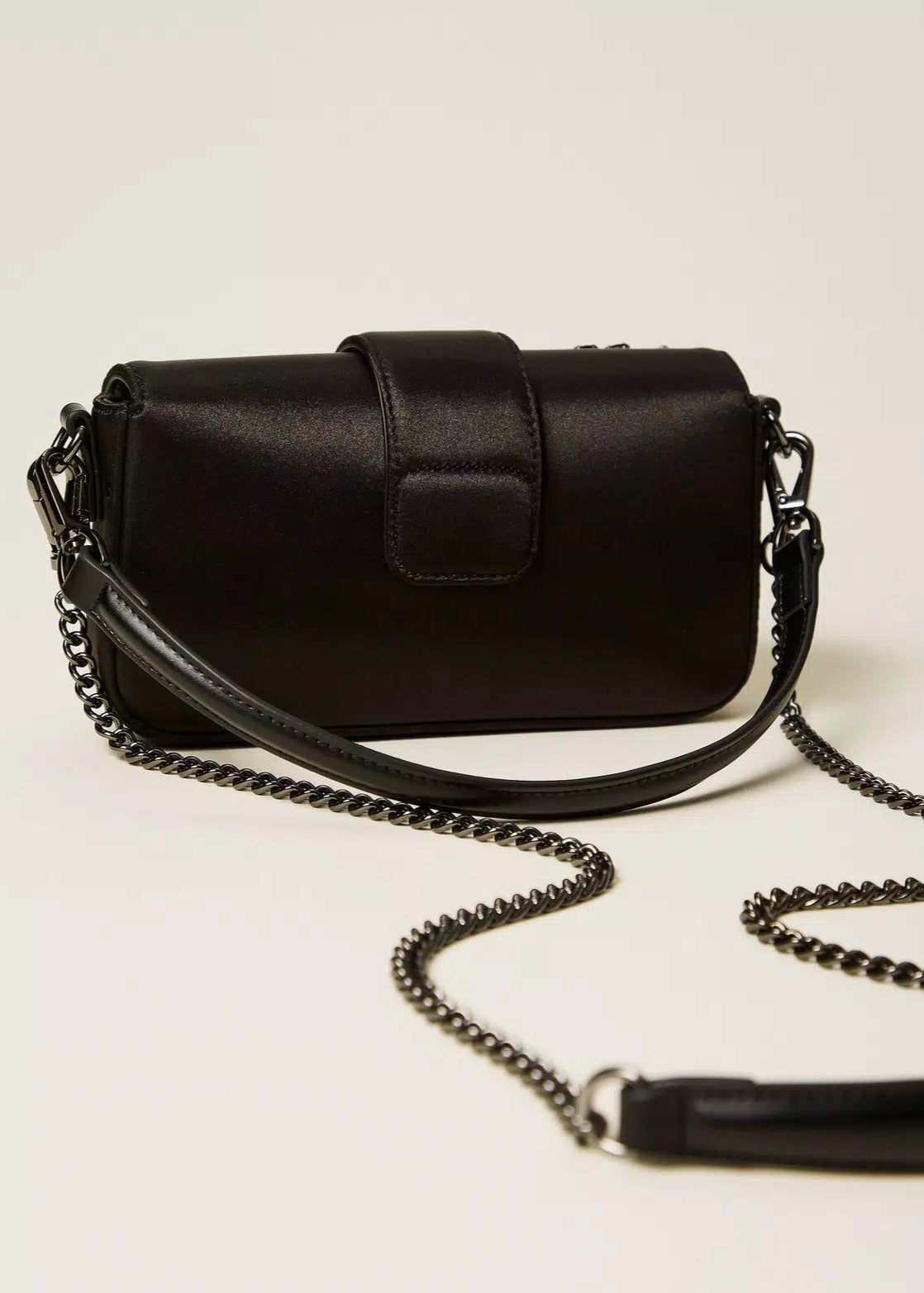 Twinset Amie Satin Shoulder Bag w/ Rhinestones