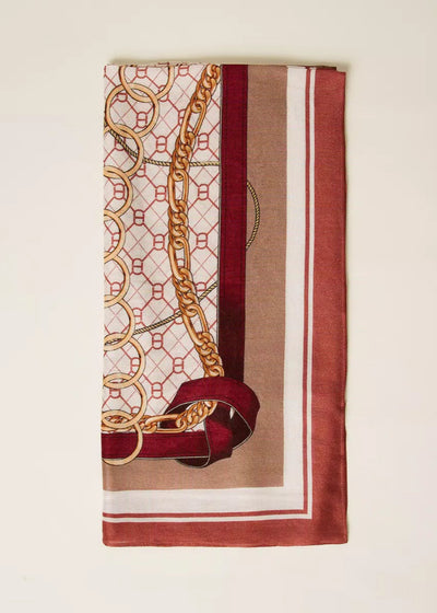 Twinset Scarf w/ Chain Print & Oval T Alpaca Brown