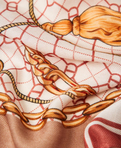 Twinset Scarf w/ Chain Print & Oval T Alpaca Brown