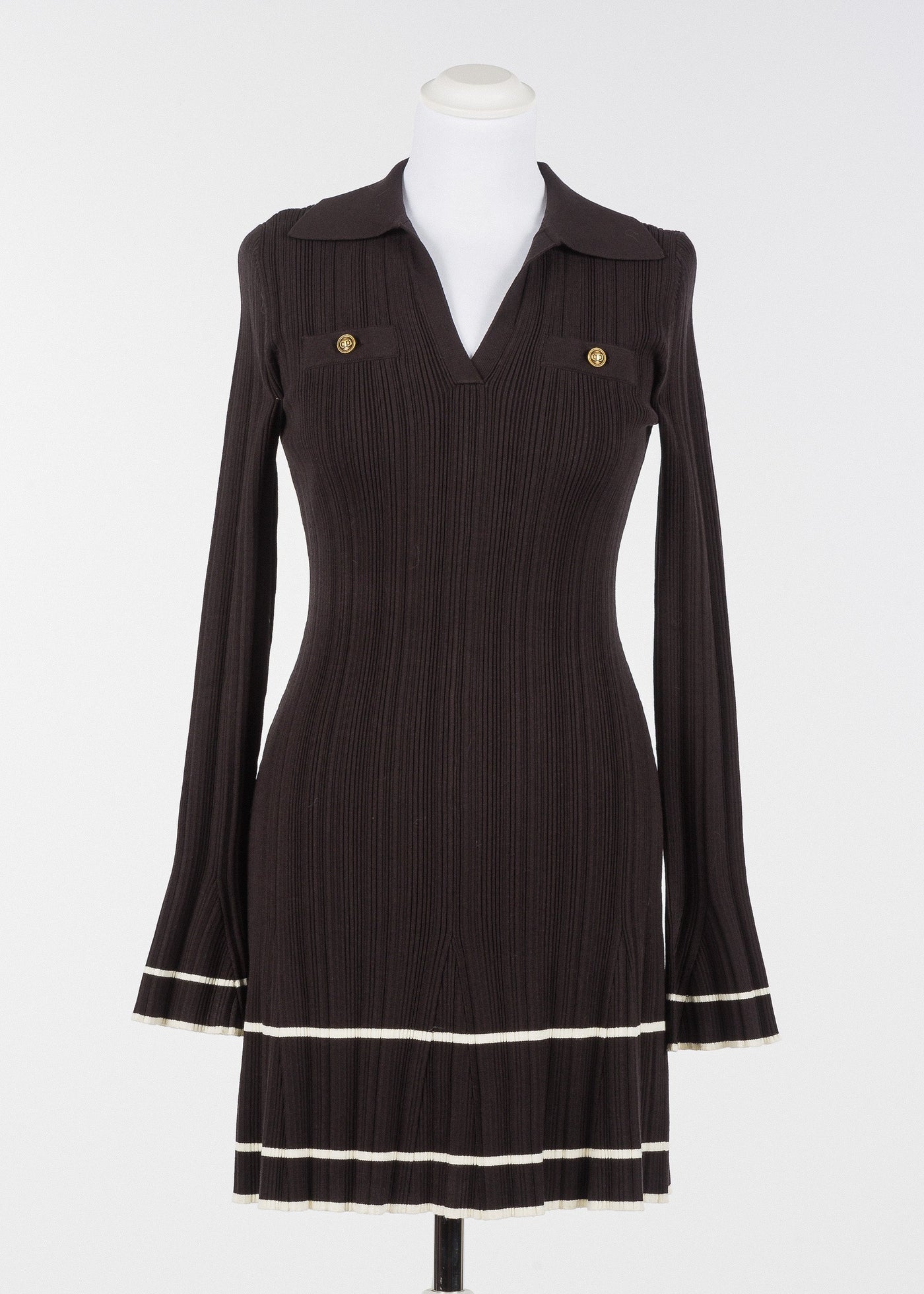 Twinset Ribbed Knit Dress Chocolate Brown