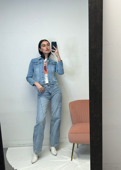 The Pink Door Light Wash Denim Jacket