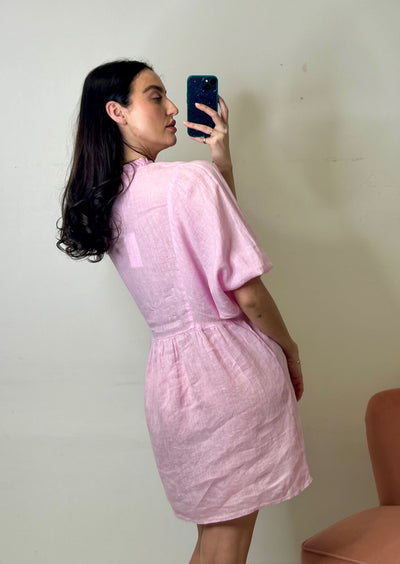 Stark X Linen Queen Dress - Pink Mist