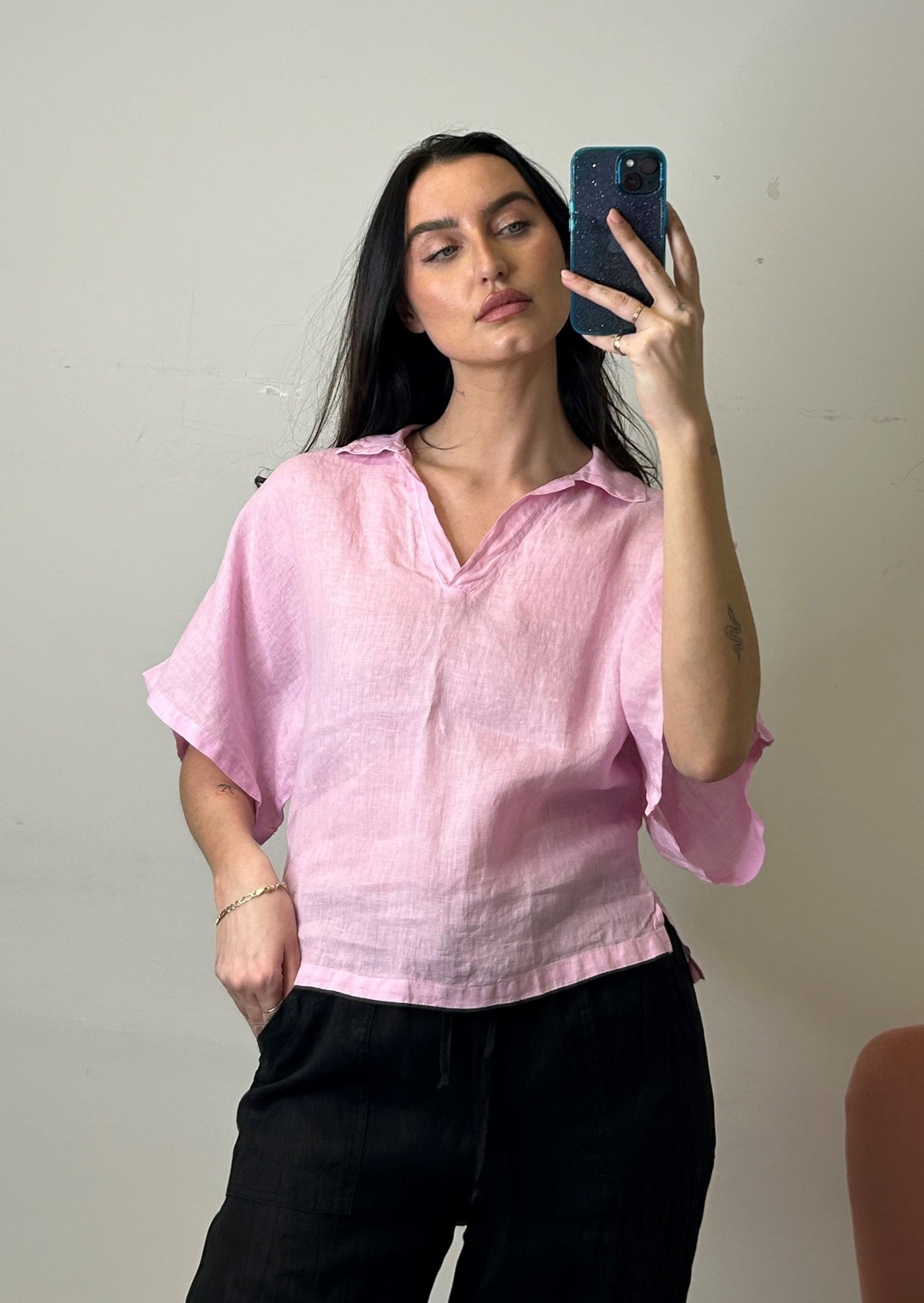 Stark X Linen Jojo Shirt - Pink Mist