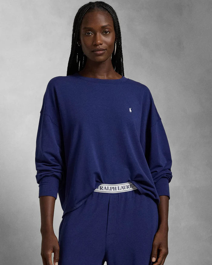 Polo Ralph Lauren Club Terry Crew Wide Leg Set Navy