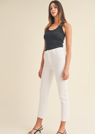 The Pink Door Plain Slender Denim - White