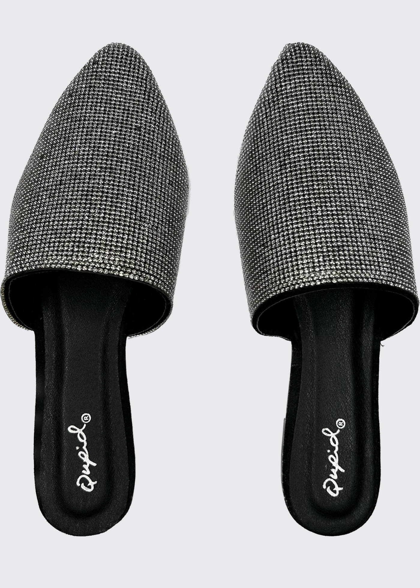 Qupid Sparkle Toe Mule - Black