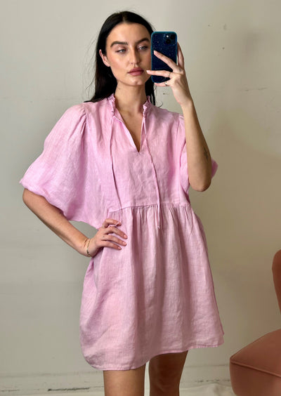 Stark X Linen Queen Dress - Pink Mist