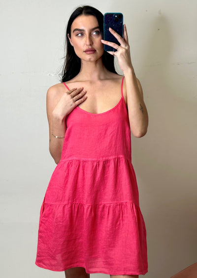 Stark X Linen Mykonos Mini Dress - Rose