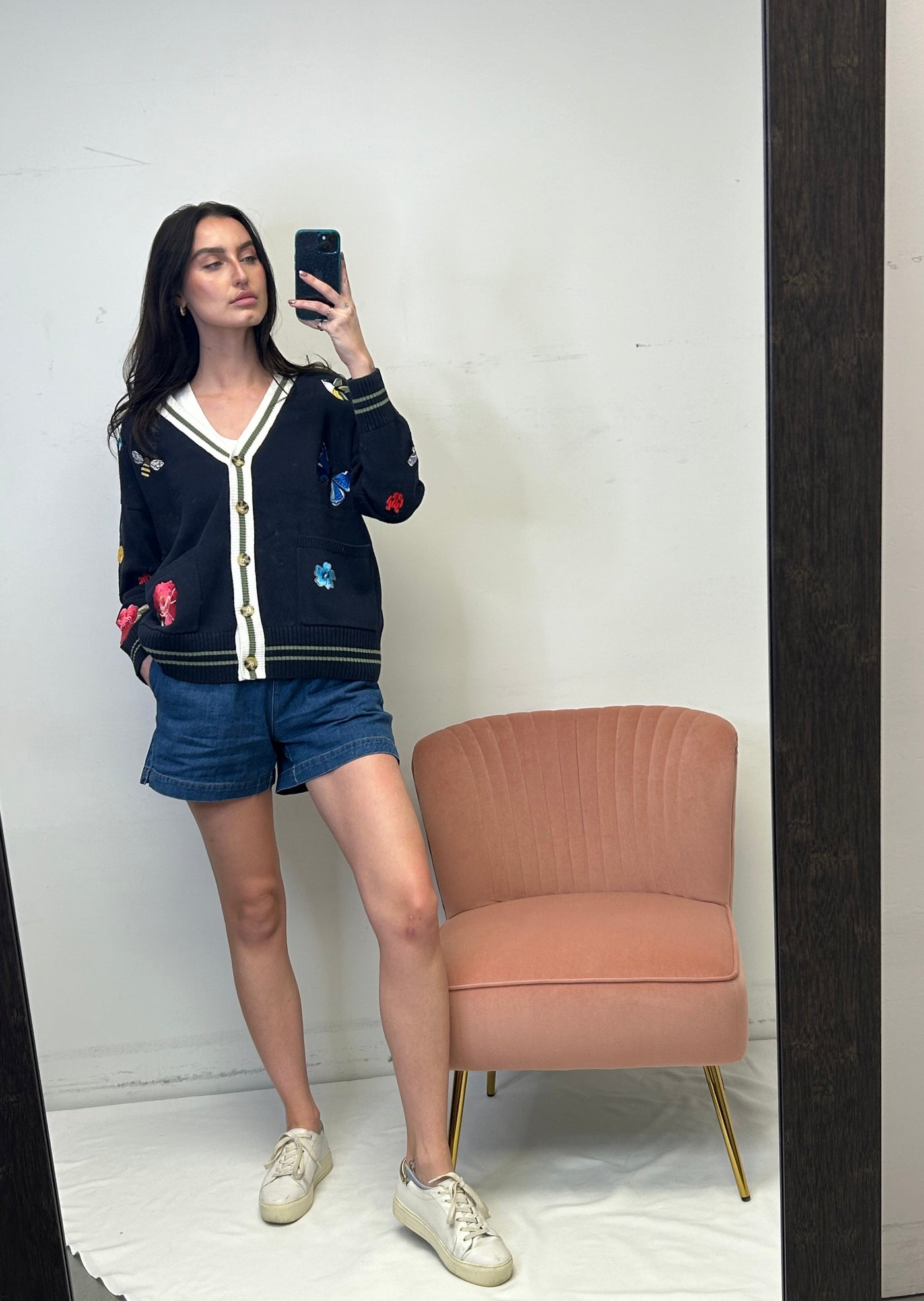 The Pink Door Pull On Dark Denim Shorts