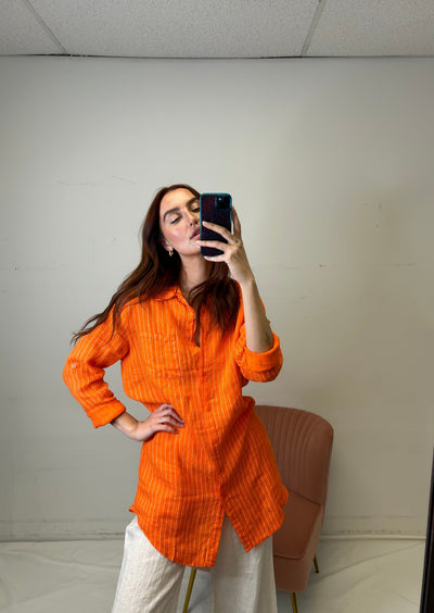 Charli Provence Linen Shirt -Tangerine