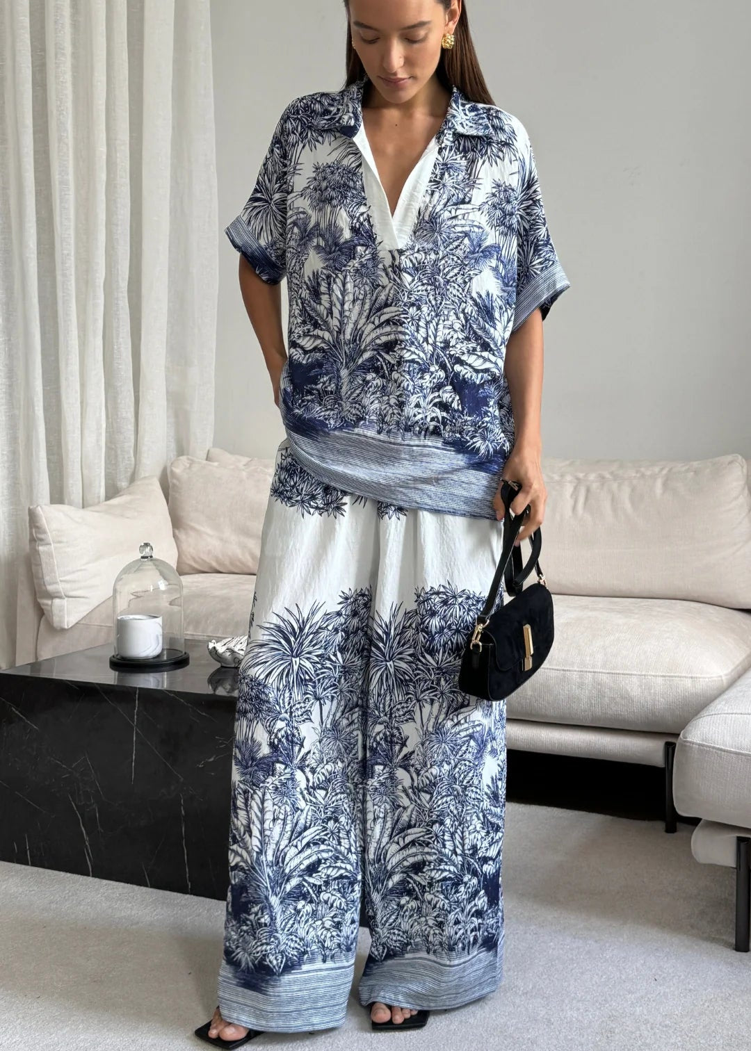 Charli Stella Set Indigo Blue Print