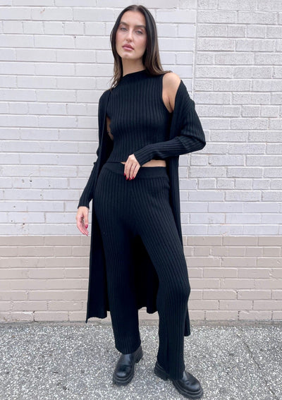 Long Knit Cardigan - Black