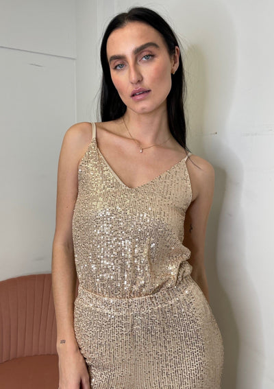 The Pink Door Sequin Cami - Gold