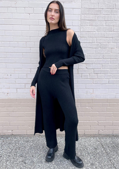 Knit Wide Leg Pant - Black