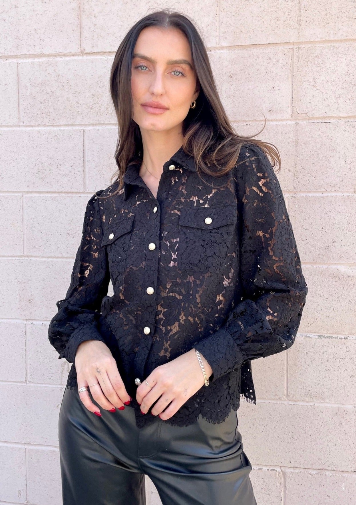 Generation Love Loretta L/S Lace Shirt - Black