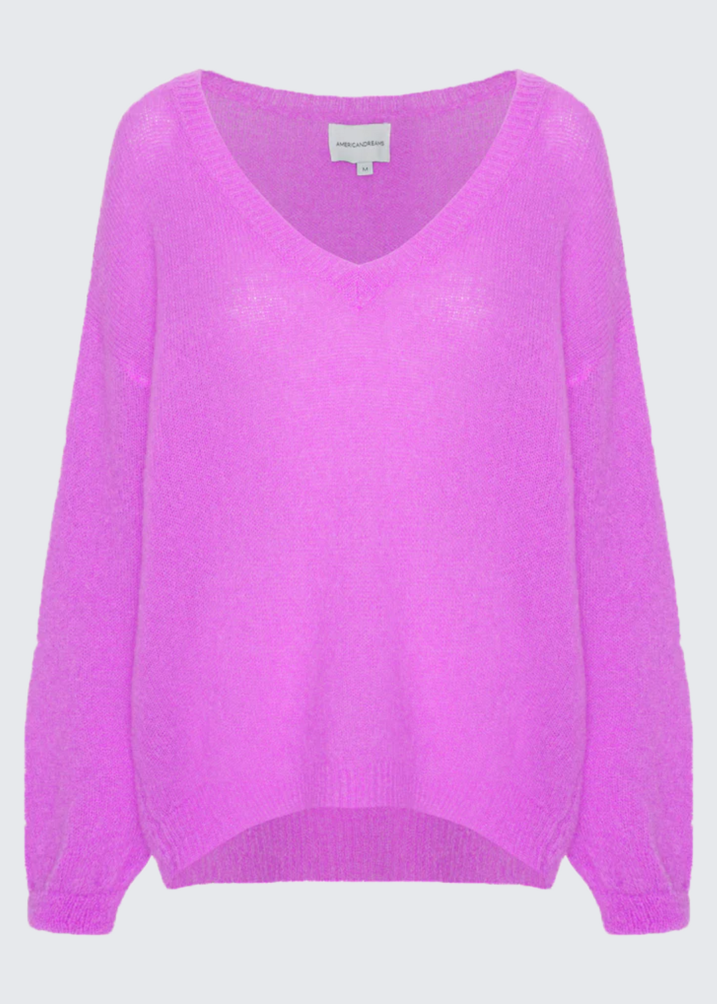 American Dreams V-neck “Love” Mohair Sweater - Magenta