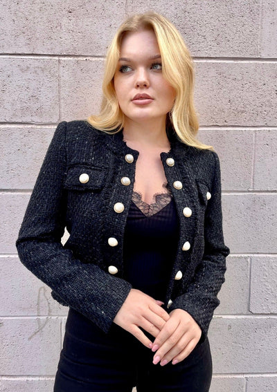 Generation Love Koby Tweed Jacket w/ Pearl Buttons - Black